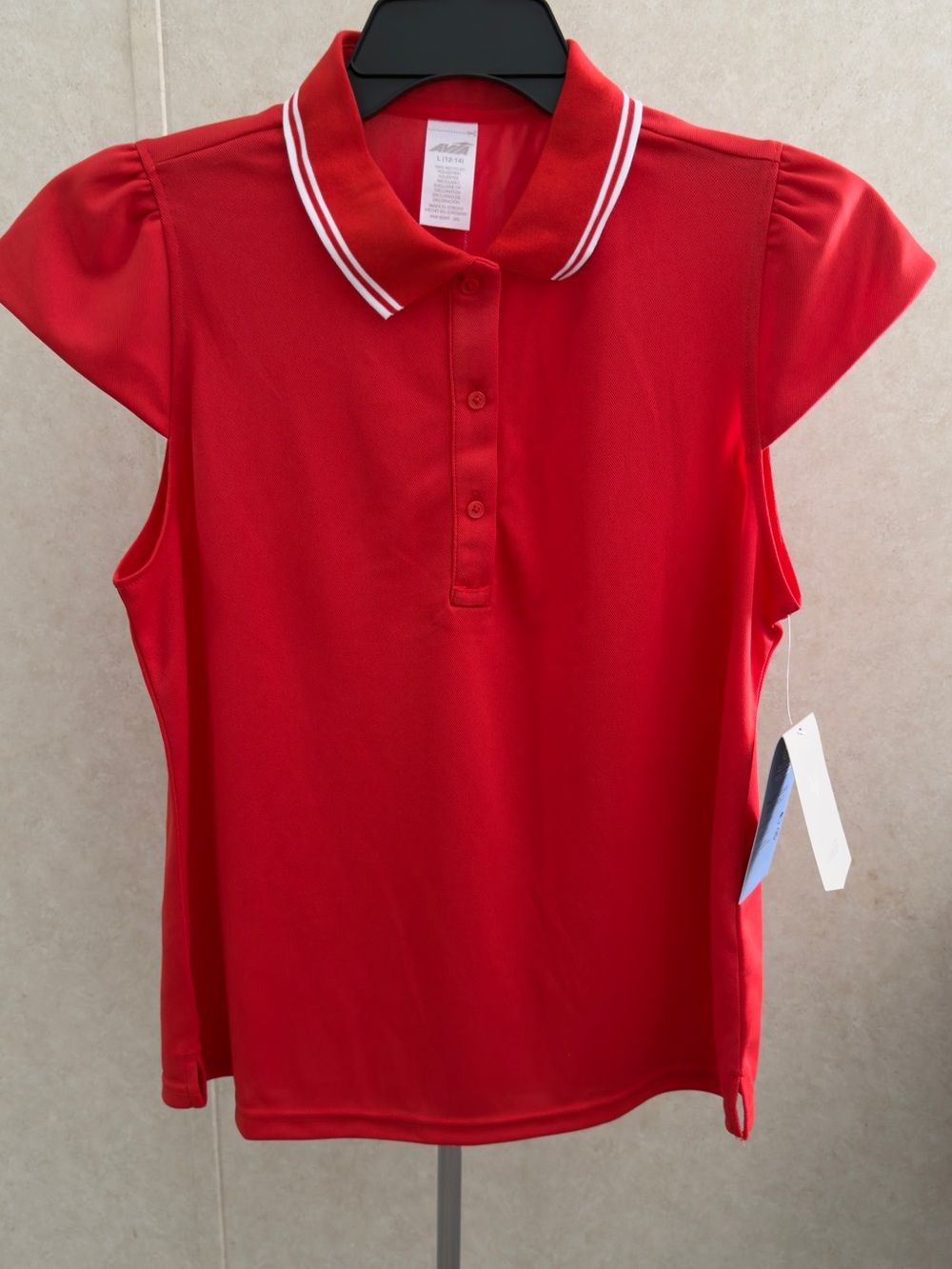 Avia Red Orange Girls' Polo Top with White-Trim Collar